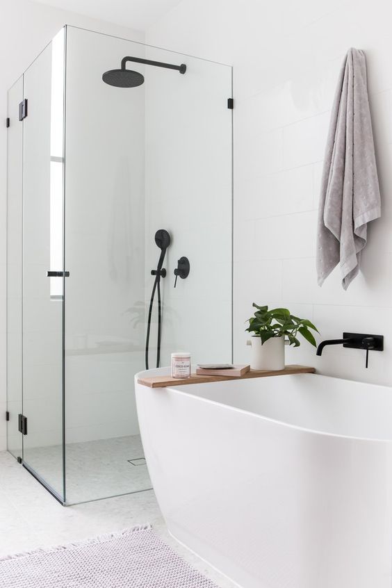 Airy Contemporary Bathroom Enclosed in Glass