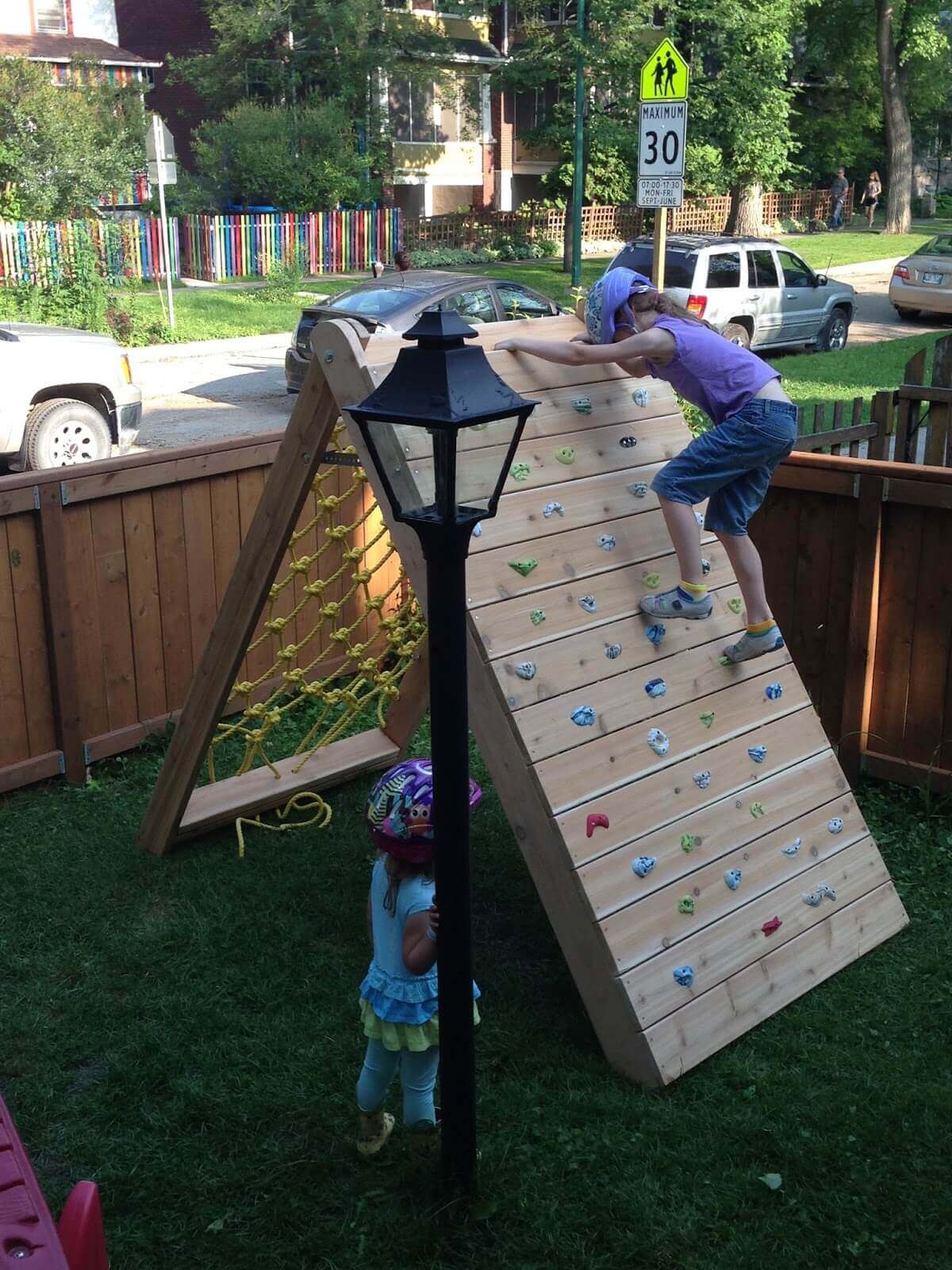 DIY Climbing Wall and Outdoor Chalkboard Combination