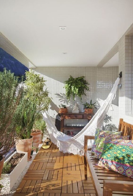 A Chic Balcony with Macramé and Bohemian Textiles