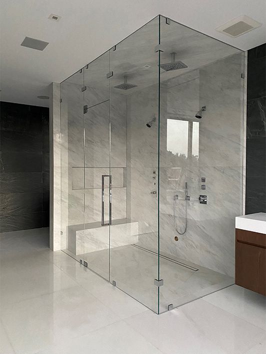 Minimalist Bathroom with Marble and Glass