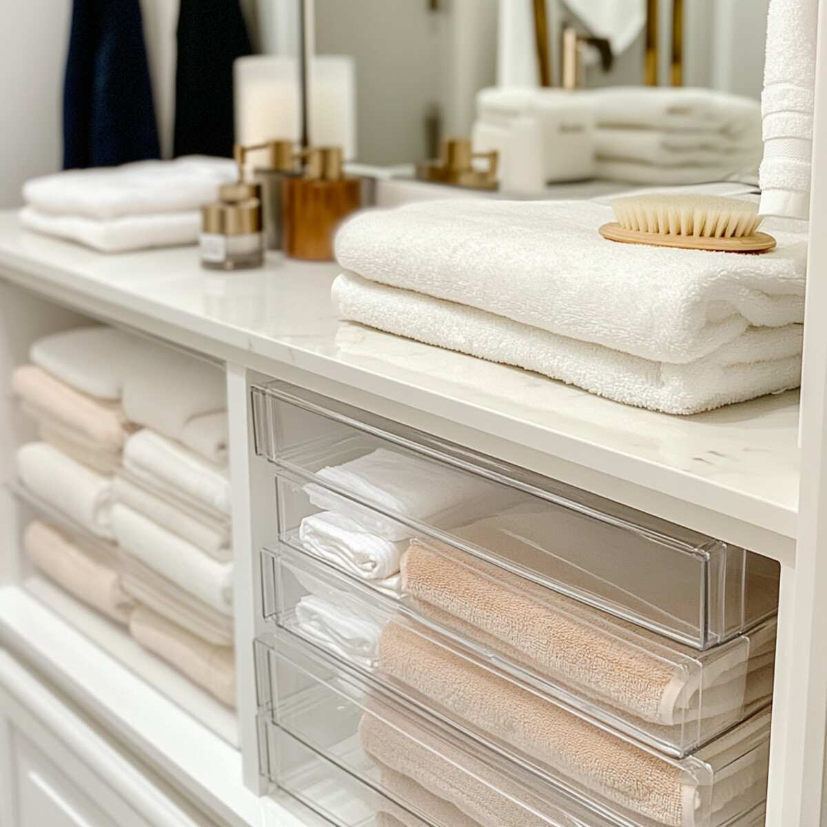 Clear Stackable Bins for Bathroom Closet Organization