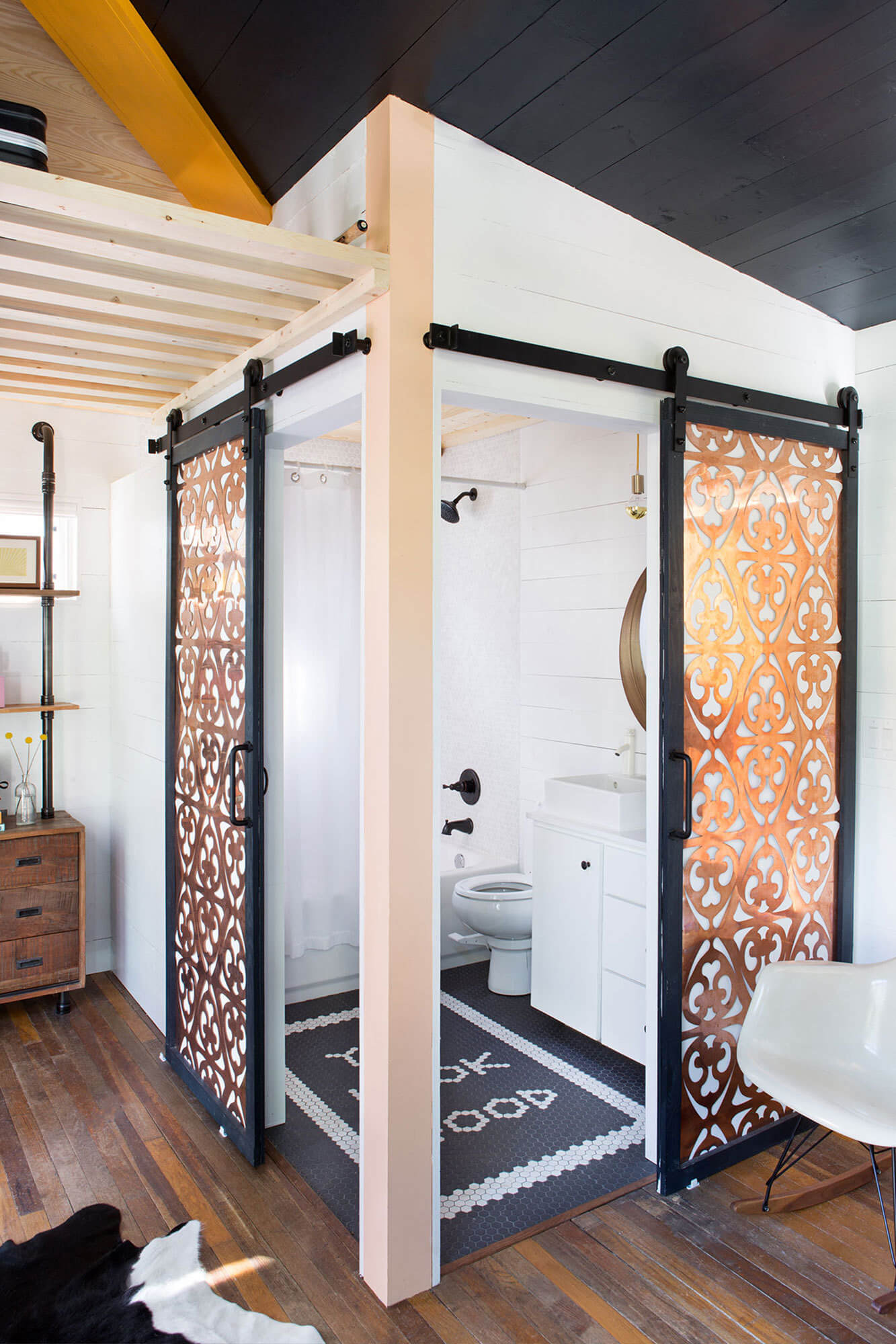 Modern Barn Door with Frosted Glass Accents