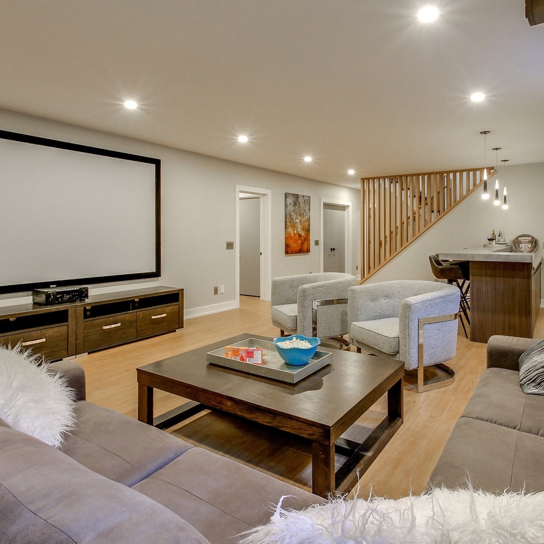 Open-Concept Family Game Room with Rustic Elegance