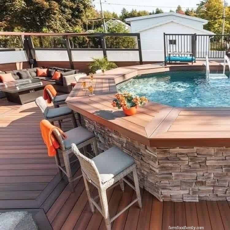 Elevated Pool with Wraparound Deck for Social Gatherings