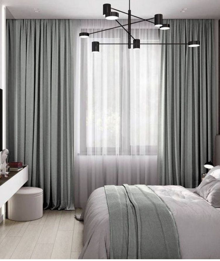 Sophisticated Layered Bedroom Curtains with Elegant Detailing