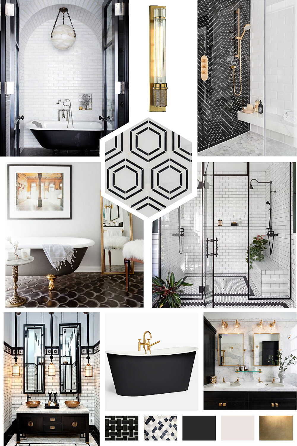 Mood Board for Black-and-White Bathroom Remodel