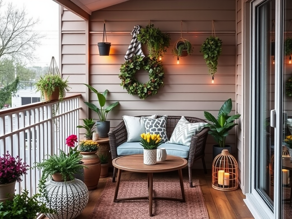 Minimalist Balcony with Colorful Accents