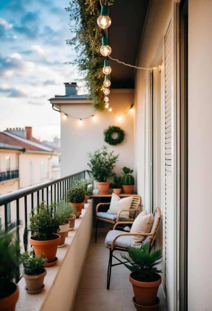 Elegant Balcony with Black and White Decor Elements