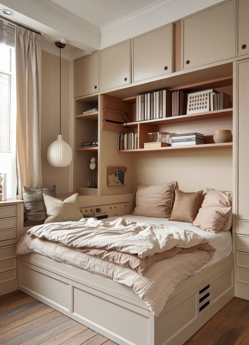 Minimalist Bedroom with Elevated Bed Platform