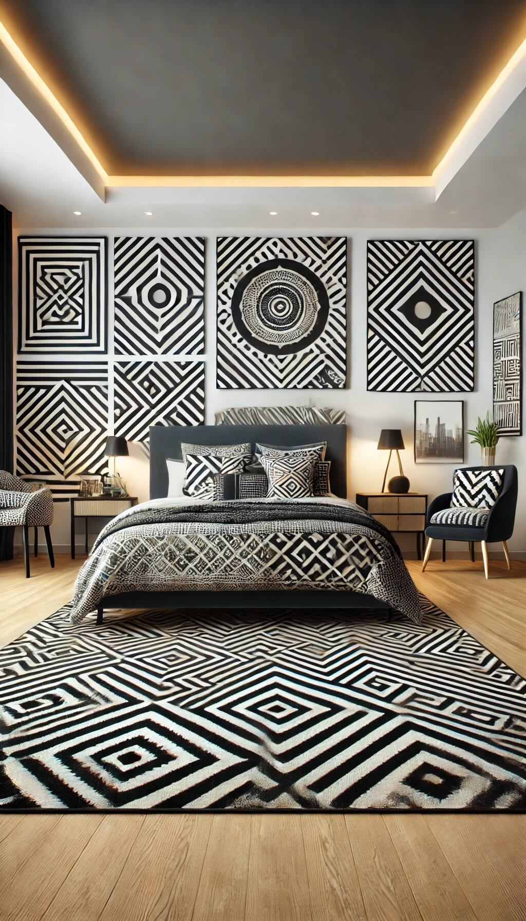 Dual-Tone Black and White Headboard Design