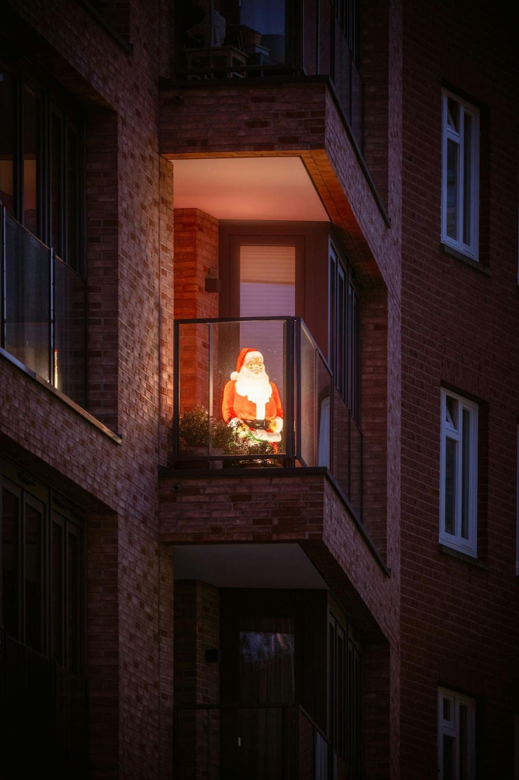 Glamorous Holiday Balcony with Multi-Layered Lighting