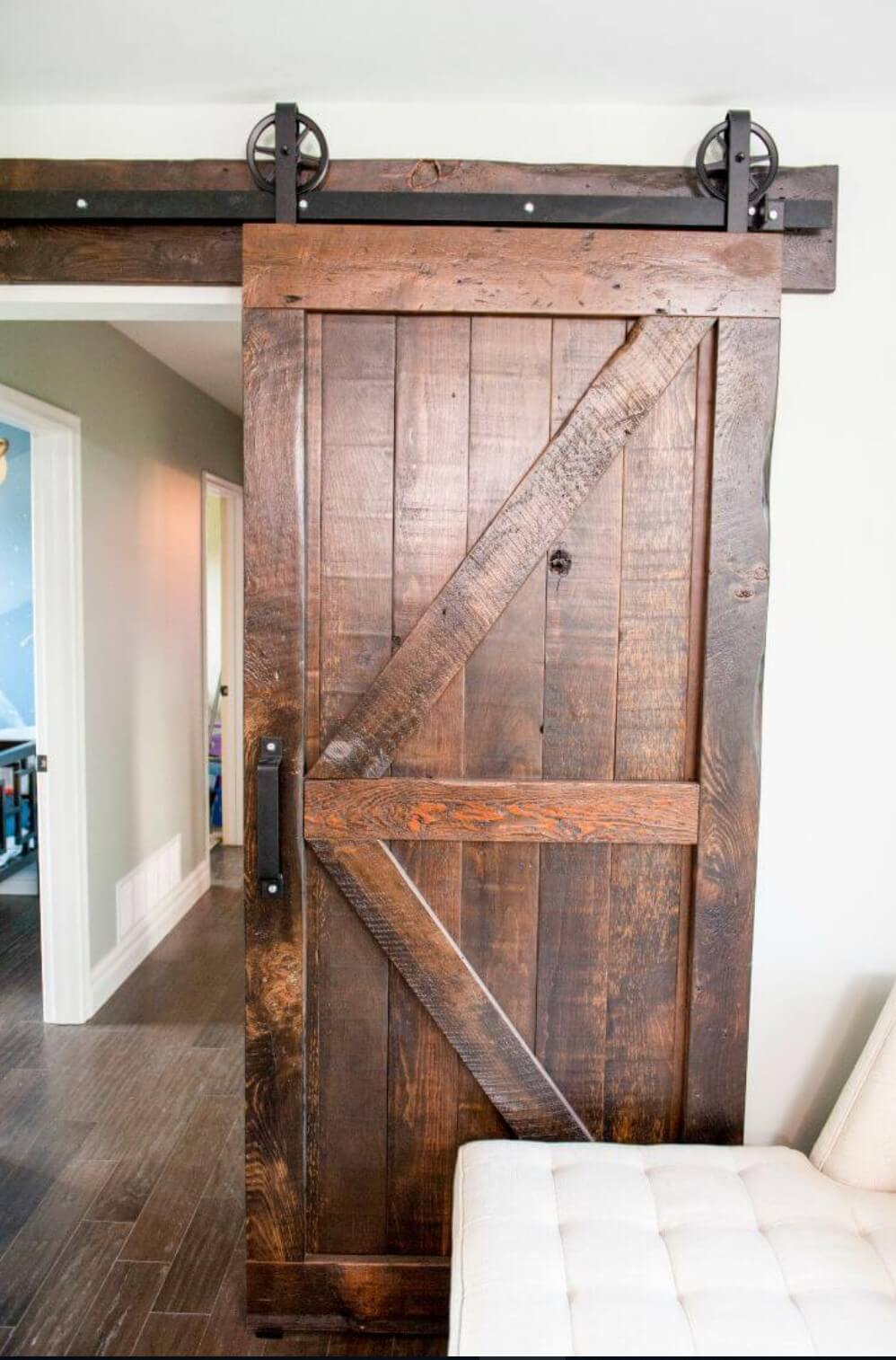 Rustic Wood Barn Door with Chevron Detail