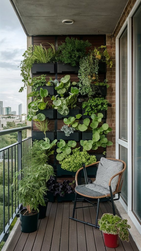 Balcony Railing with Vertical Garden Embellishments