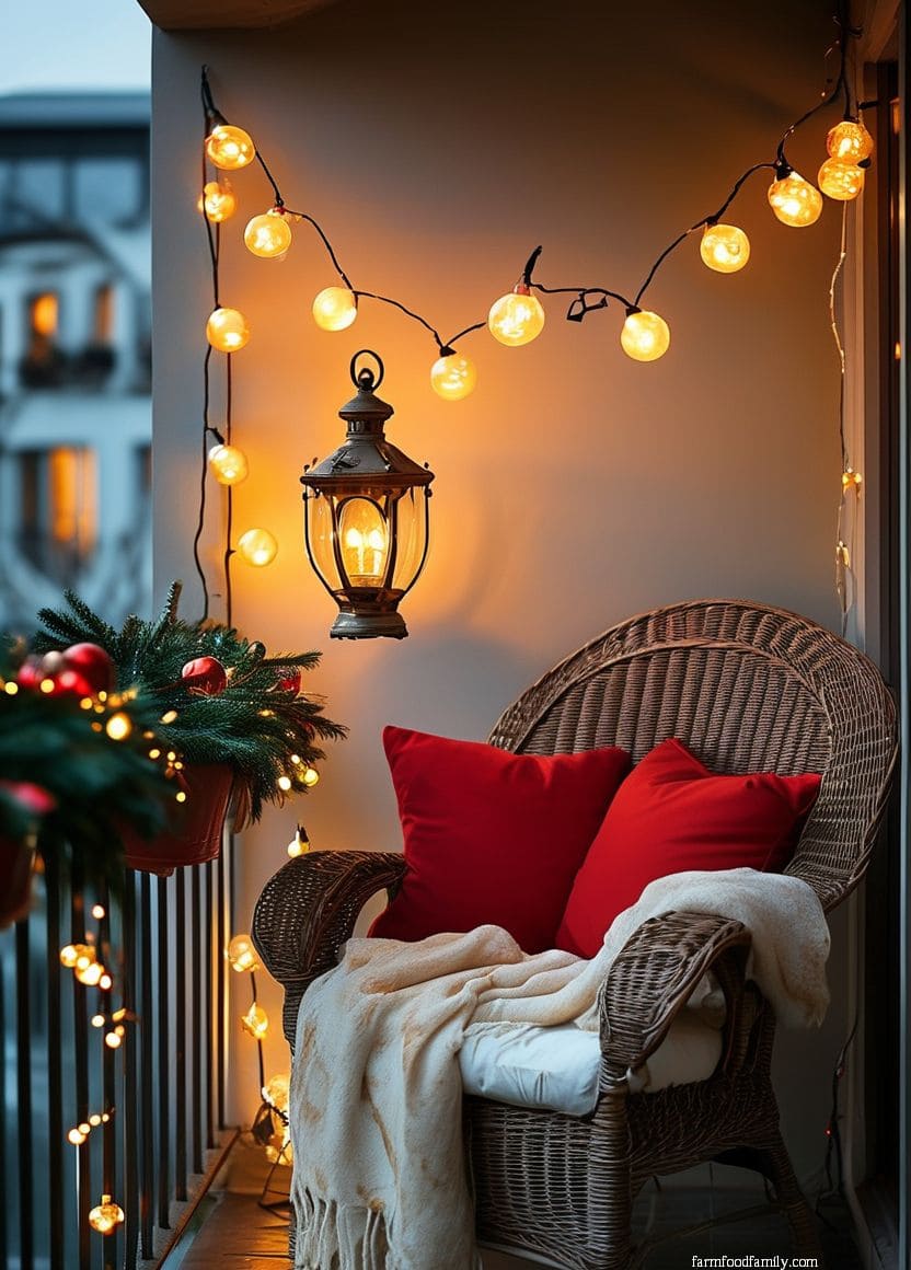 Elegant Christmas Balcony in Monochrome