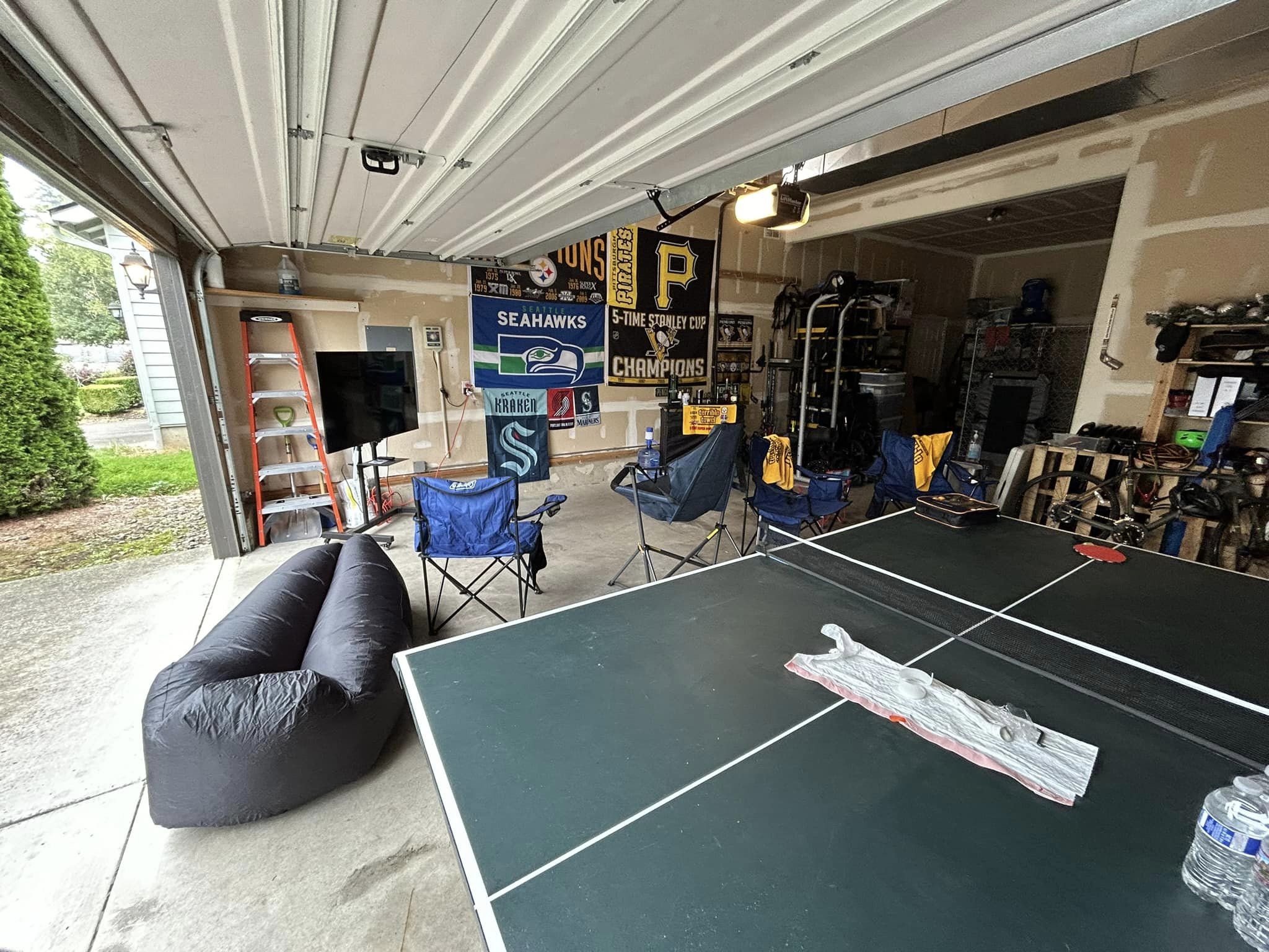 Garage Game Room with Vintage Charm