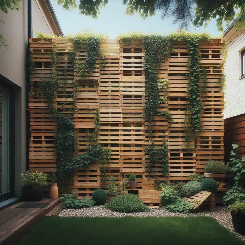 Contemporary Privacy Fence with Built-In Benches