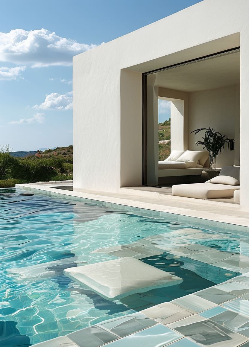 Mediterranean Pool with Framed Landscape View