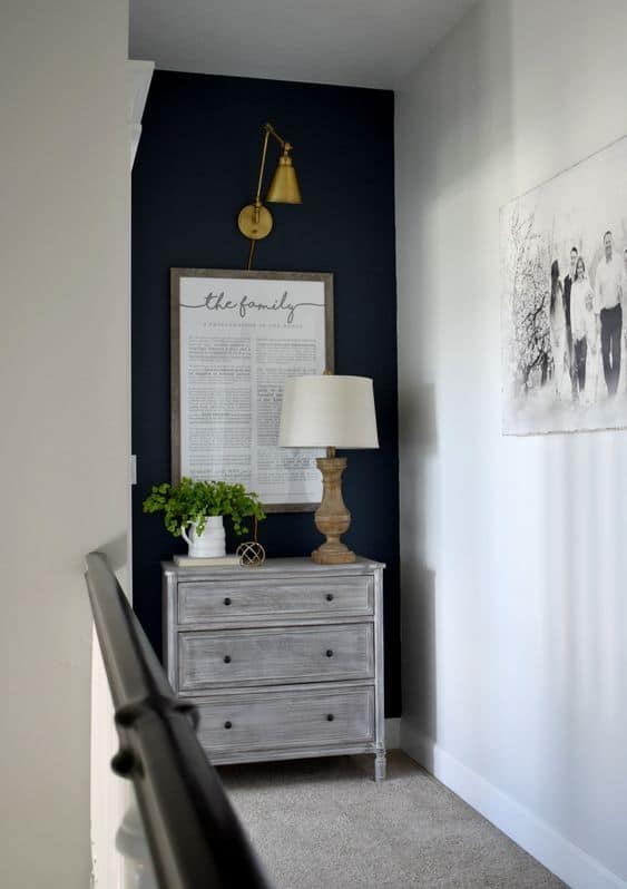 Blue Accent Wall with Focus Lighting