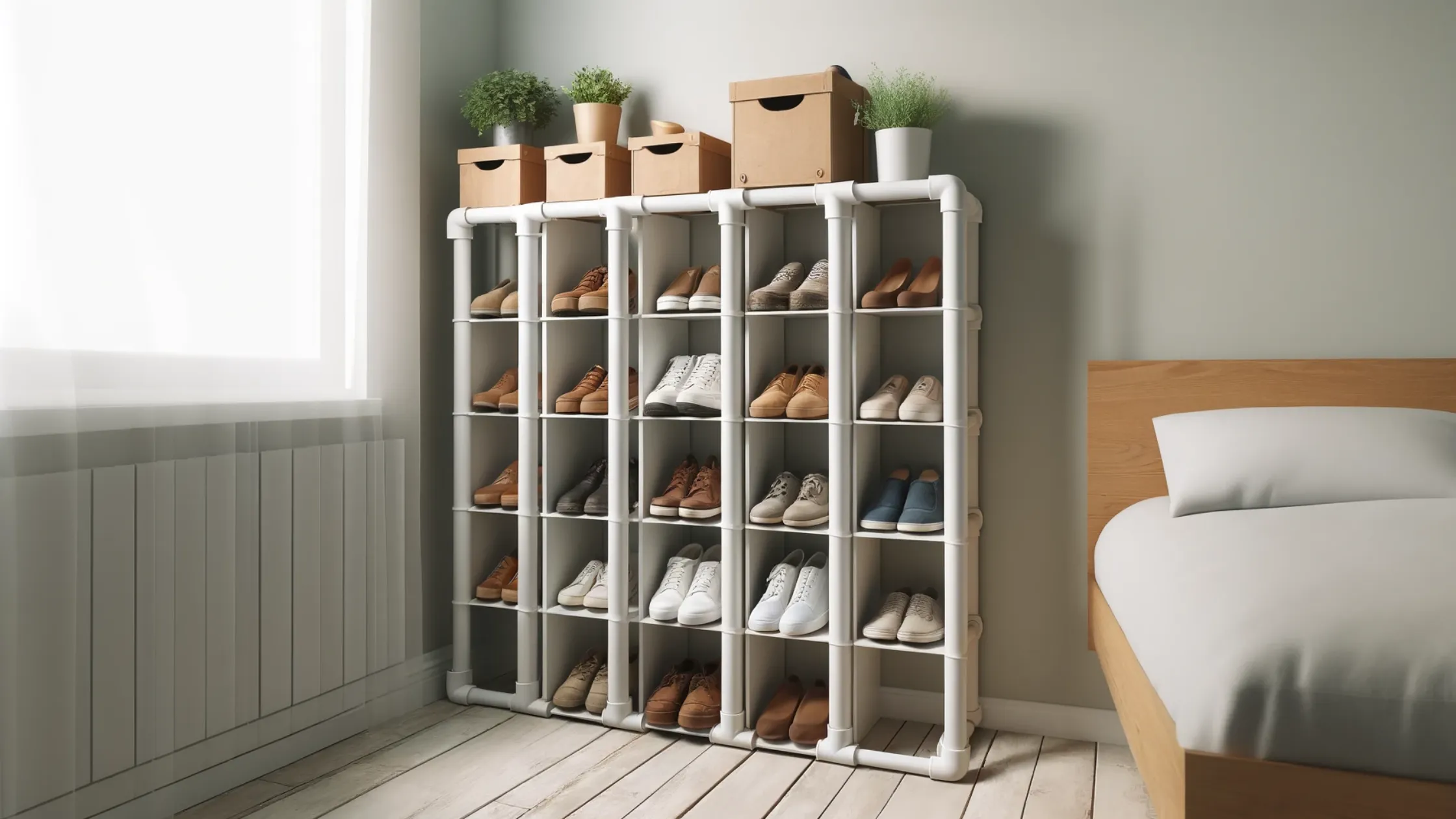 DIY PVC Pipe Shoe Storage