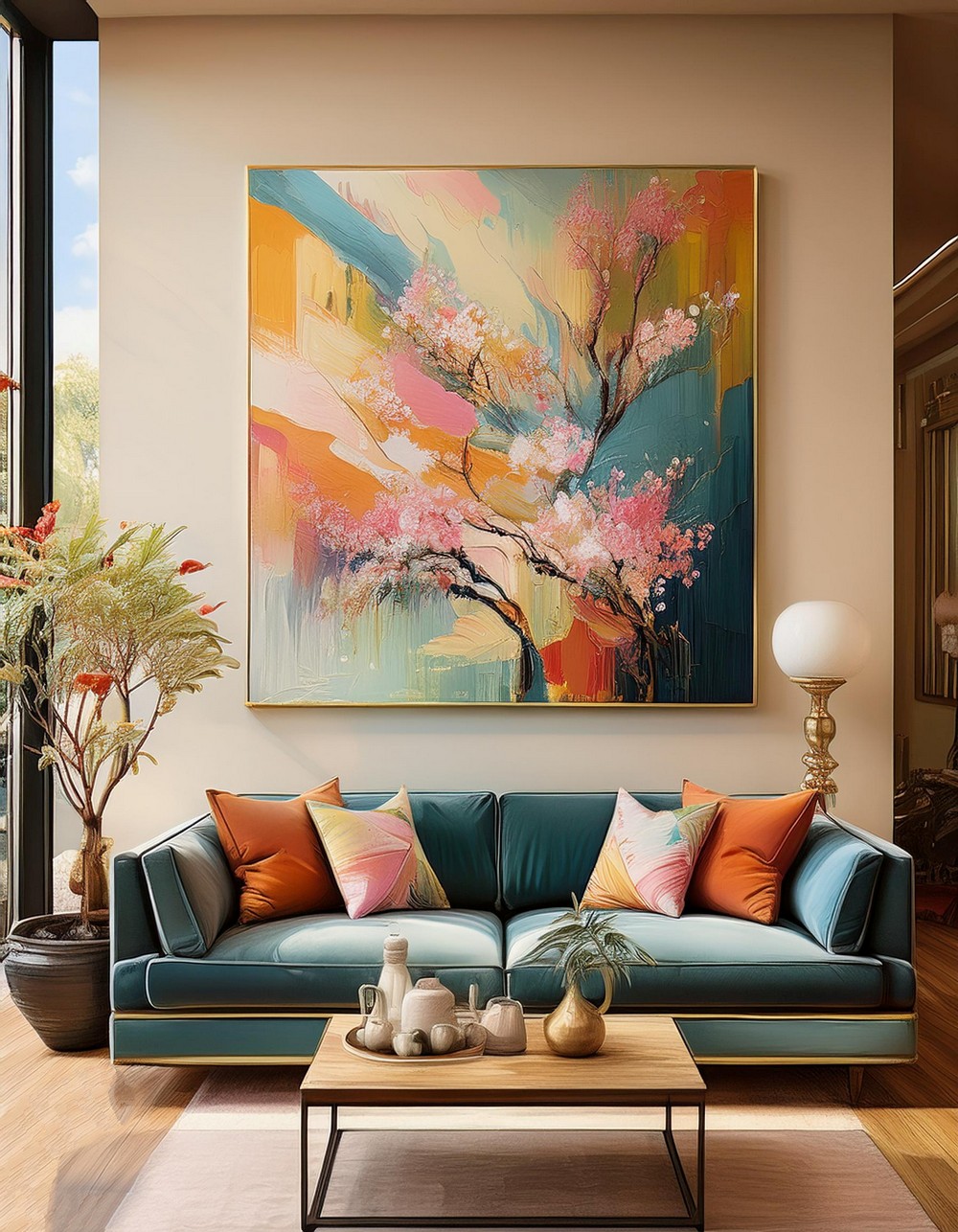 Living Room with Large-Scale Abstract Painting