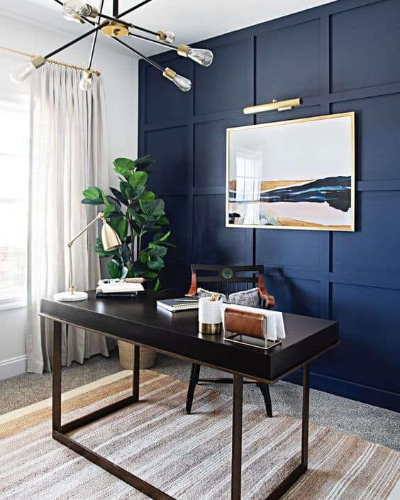 Navy Blue Office Walls with Sleek Modern Vibes