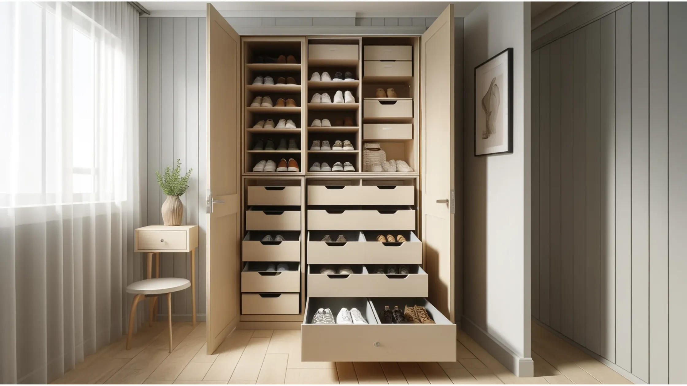 Pull-Out Shoe Drawers for Hidden Storage