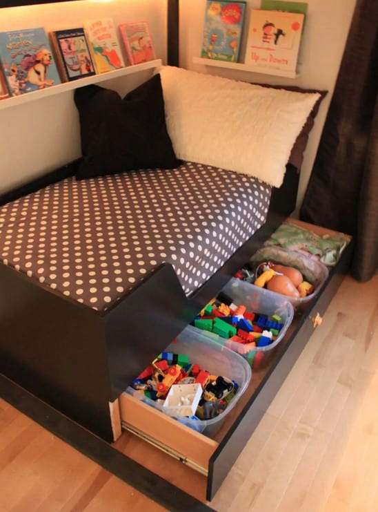 Storage Bench with Built-In Drawers in a Neutral Palette