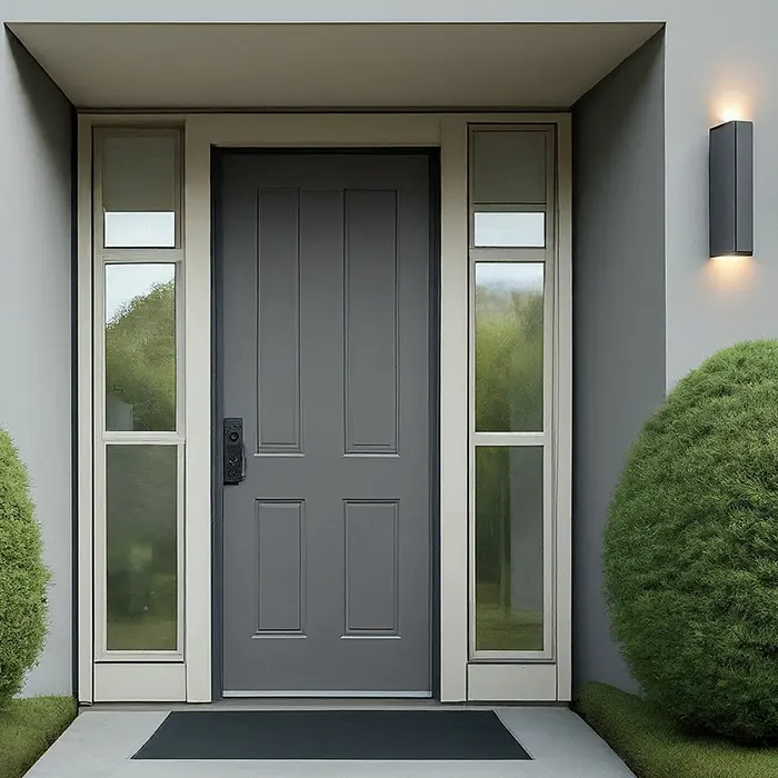 Subtle Gray Front Door with Sophisticated Simplicity