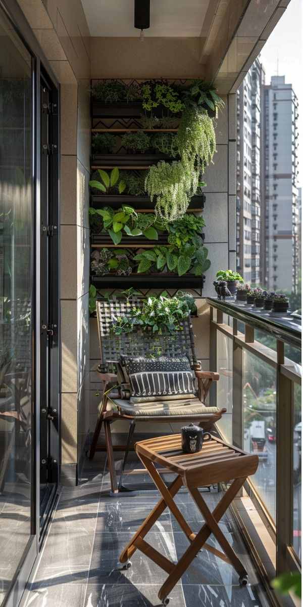 Cozy Small Balcony with Functional Furniture