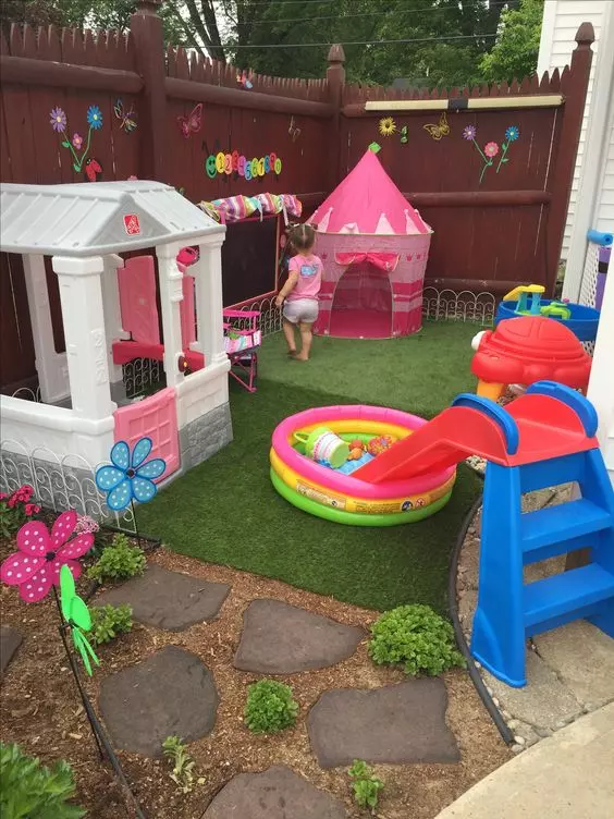 Colorful Play Nook with Mini House and Teepee