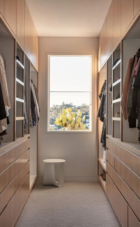 Contemporary Closet with Natural Light