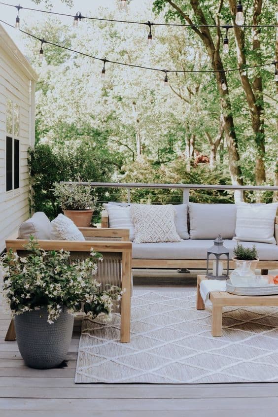 Rustic Patio with Whimsical Lighting