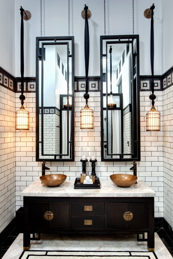 Luxurious Black and White Bathroom Inspired by Siam Hotel