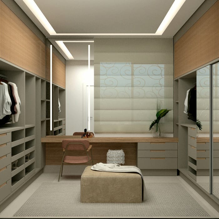 Feminine Walk-In Closet with Artistic Features