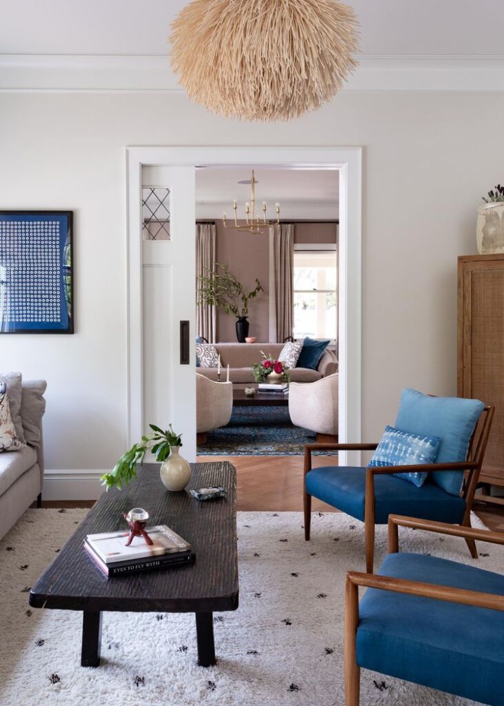 Eclectic Living Room with a Bold Color Pop