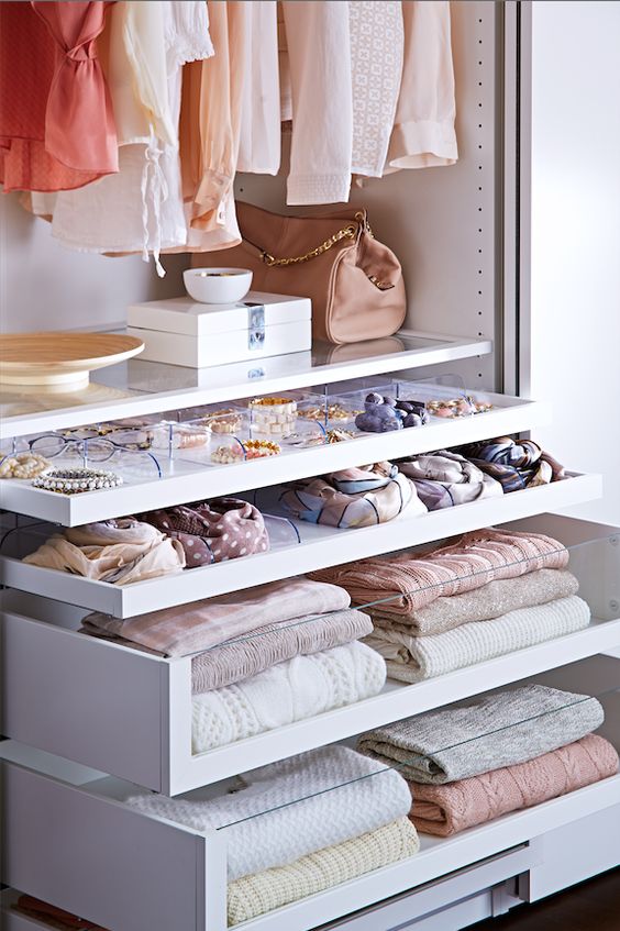 Glass Closet Drawers for a Sleek Look