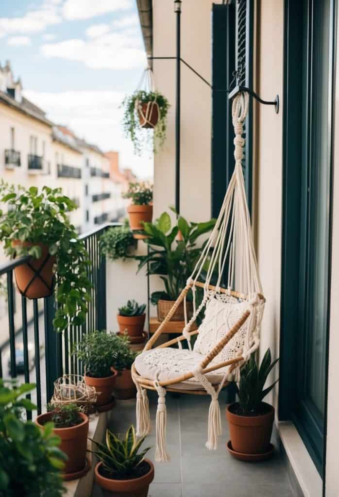 Urban Balcony with Statement Plants and Neutral Decor