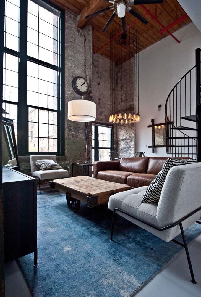 Industrial Chic Living Room with a Masculine Edge