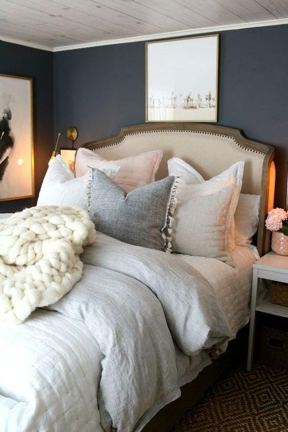 Soft Gray Bedroom Curtains Paired with Light Bedding