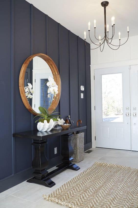 Navy Blue Accent Walls in a Classic Bedroom